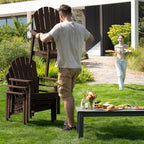 Compact Stackable Adirondack Chair, All Weather HDPE, Coffee | 26.3" Wide HDPE - Image 5