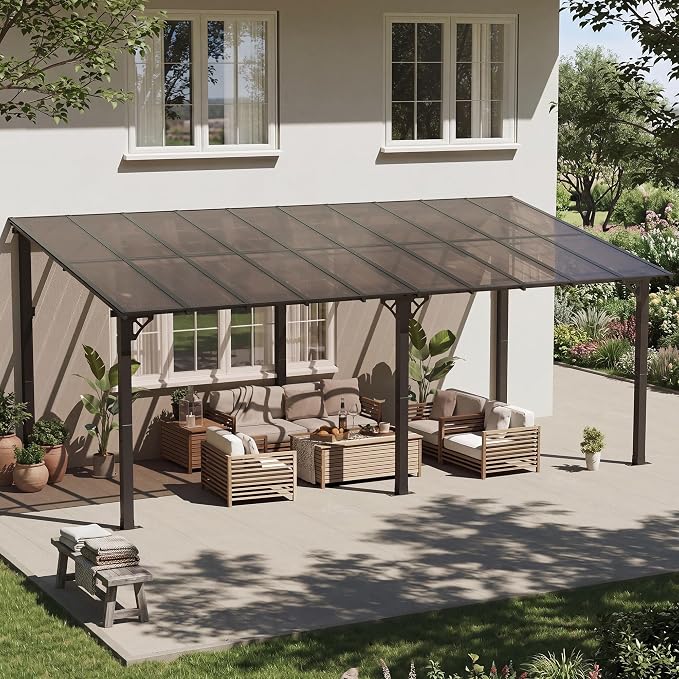 10' X 20' Lean to Gazebo Pergola, Metal Outdoor Gazebos | Wall Mounted Gaebos - Image 9
