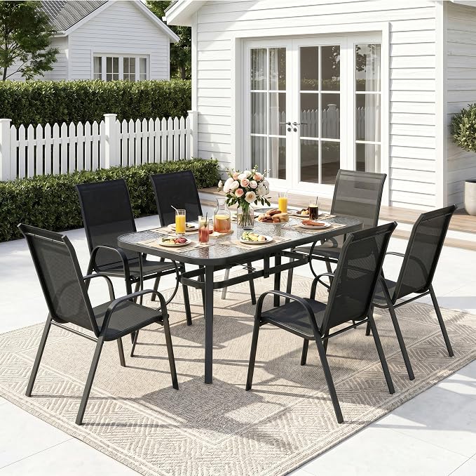 MAMIZO Patio Dining Chairs, Stackable Textilene Chair Set of 6, - Image 8