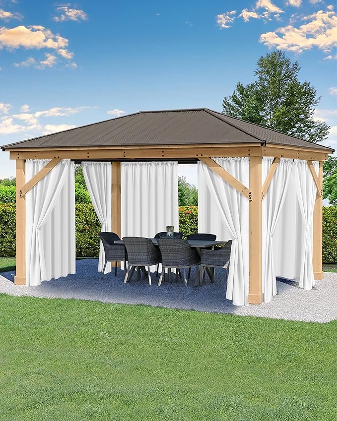 Outdoor Curtains for Patio Waterproof Rod Pocket 4 Pcs 54x95 Inch White | by HolidayIdeas