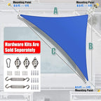 Amgo Custom Size 17' x 20' x 26.2' Blue Right Triangle Sun Shade Sail UPF50+ - Image 6