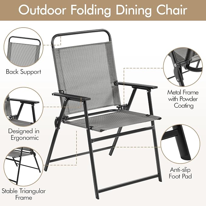 Yaheetech Outdoor Patio Chairs Set of 2, Folding Camping Chair, no assembly - Image 6