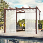 BONZER Sheer Outdoor Curtains for Patio Waterproof 2 Panels | Grommet - Image 2