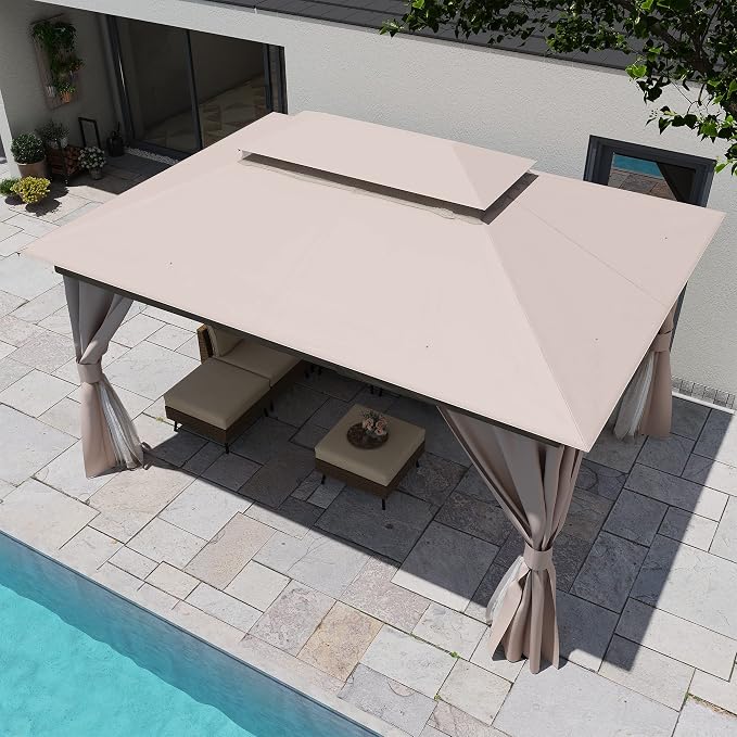 10'x12' Outdoor Gazebo, Heavy Duty Metal Frame Patio Canopy - Image 8