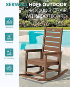 SERWALL Outdoor Rocking Chair Set of 2, Oversized HDPE Rocker, all Weather - Image 4