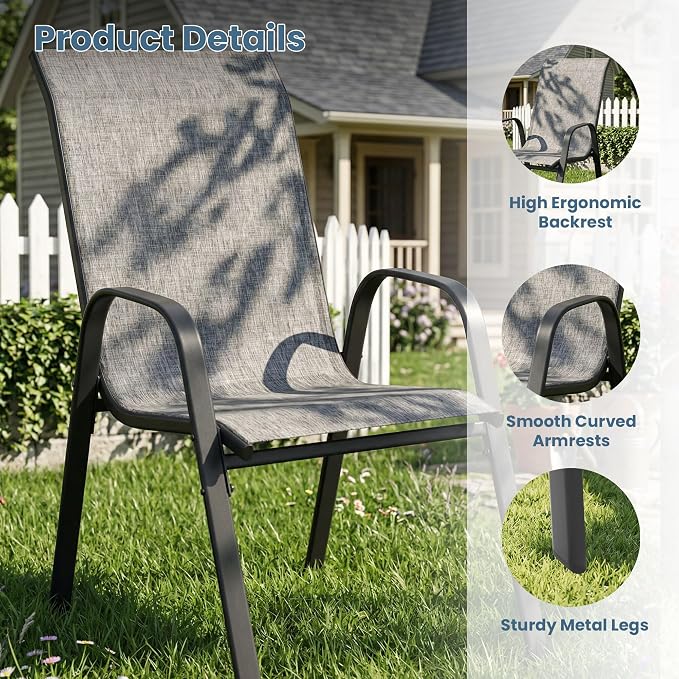 DIFY Patio Chairs Set of 2, Stackable Outdoor Dining Chairs Set - Image 6
