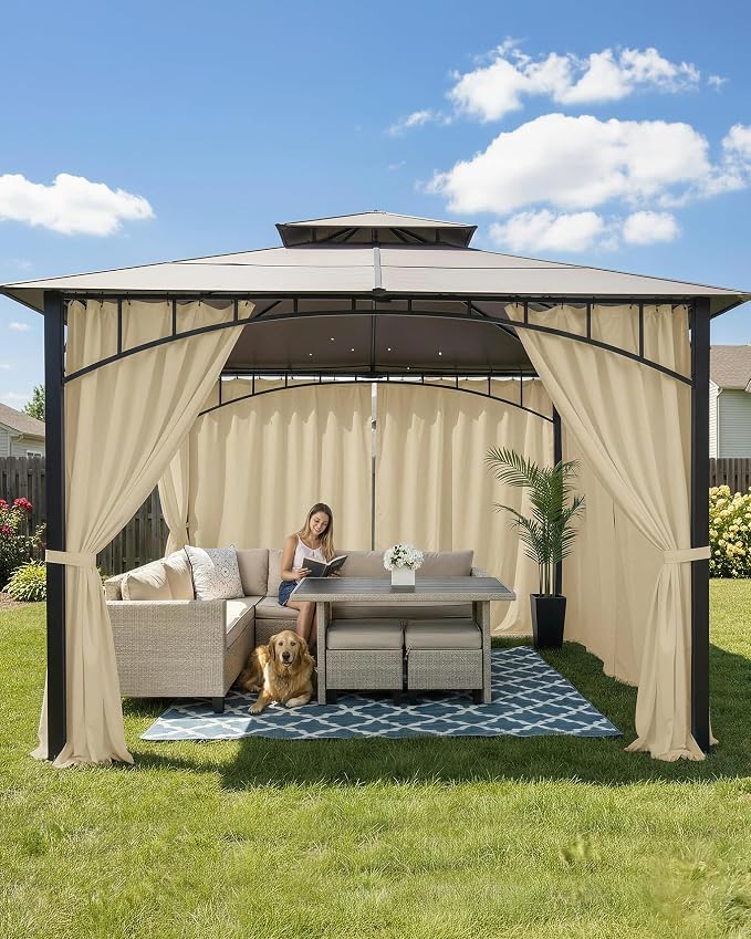 Outdoor Curtains for Patio Waterproof Rod Pocket 6 Pcs 54x95 Inch Cream | - Image 2