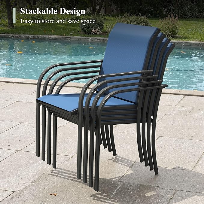 Outdoor Chairs Set of 4, Stackable Patio Dining Chairs - Image 5