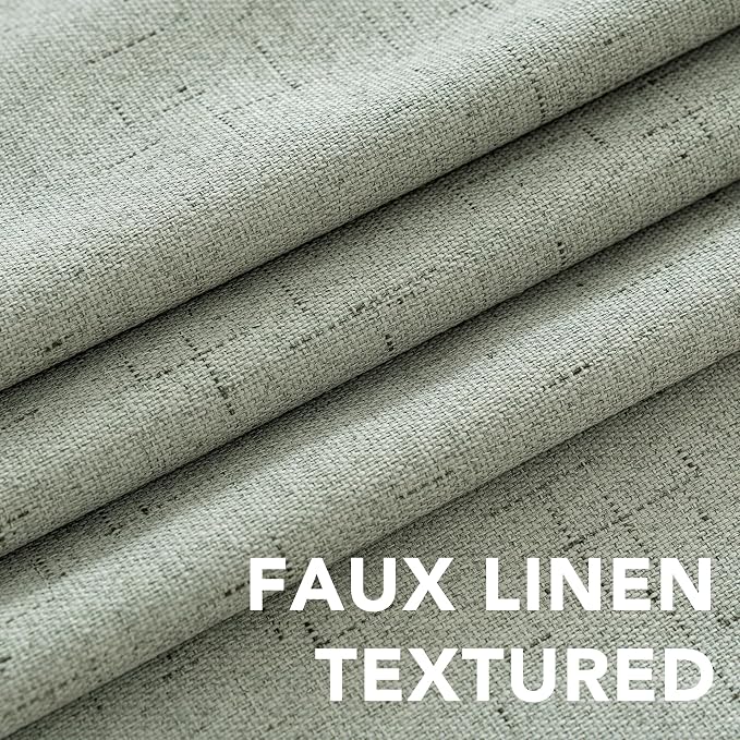 H.VERSAILTEX Bedroom Curtains Blackout, Sage Green Linen Blackout Curtains 84 - Image 4