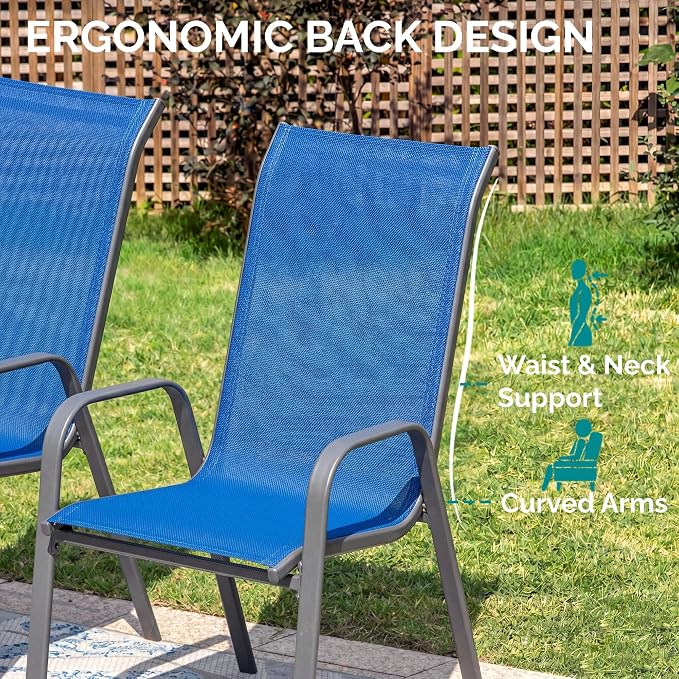 MAMIZO Patio Dining Chairs, Stackable Textilene Chair Set of 8, - Image 7