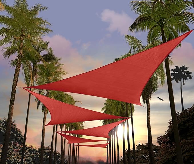 Amgo 8' x 8' x 8' Red Triangle Sun Shade Sail Outdoor Canopy Awning UPF50+ by Amgo