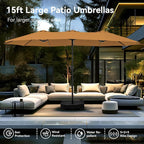 PHI VILLA 15ft Large Outdoor Patio Umbrella - Image 7