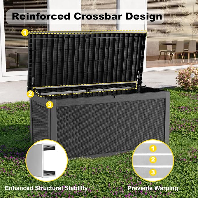 320 Gallon Outdoor Deck Box, Lockable Waterproof Outdoor Storage Boxes - Image 4