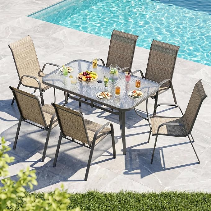 MAMIZO Patio Dining Chairs, Stackable Textilene Chair Set of 4, - Image 9