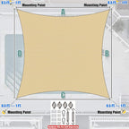 Amgo Custom Size 19' x 19' Beige Rectangle Square Sun Shade Sail UPF50+ - Image 7