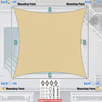Amgo Custom Size 16' x 20' Beige Rectangle Square Sun Shade Sail UPF50+ - Image 7