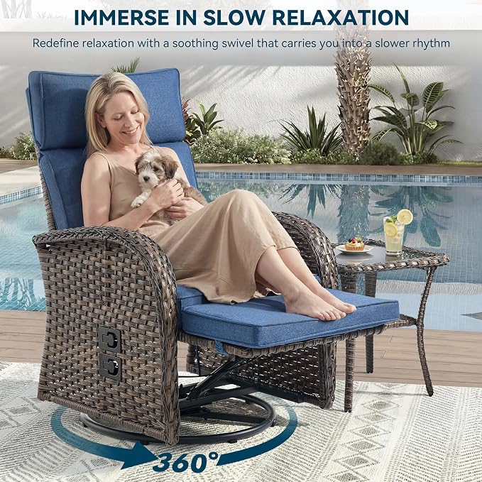 Zero Gravity Patio Swivel Recliner Chairs Set of 2 - Image 4