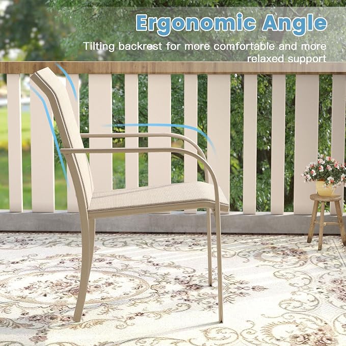 DIFY Patio Dining Chairs Set of 4, Stackable Outdoor Metal Chairs - Image 7