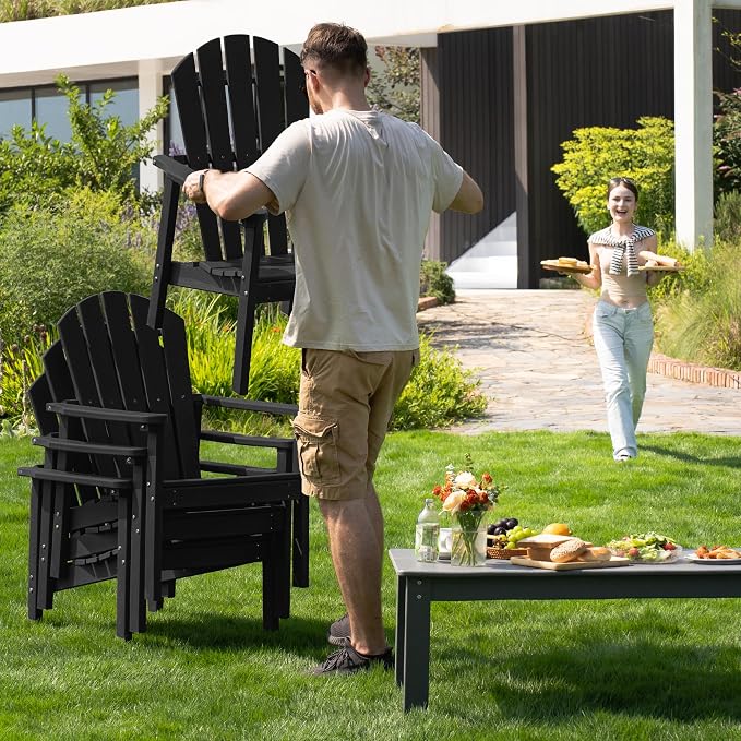 Compact Stackable Adirondack Chairs Set of 4, All-Weather - Image 7