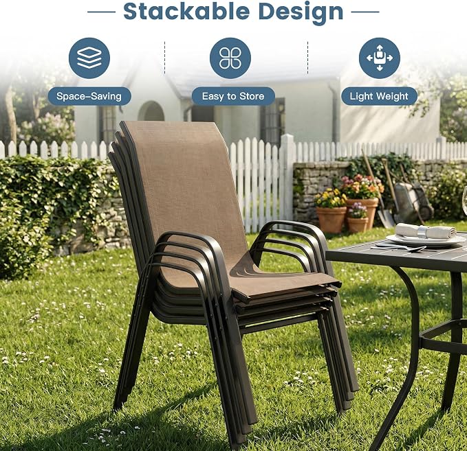 DIFY Patio Chairs Set of 2, Stackable Outdoor Dining Chairs Set - Image 4