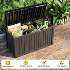 PatioZen 180 Gallon Resin Deck Box, Lockable Weatherproof Outdoor Storage Box - Image 4