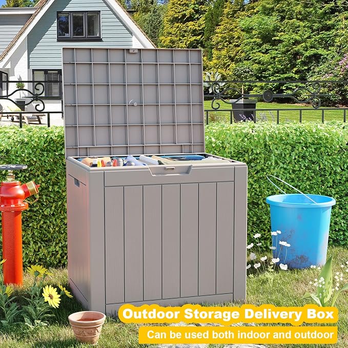 30 Gallon Waterproof Outdoor Storage Box, Resin Deck Box, Lockable Outside - Image 4