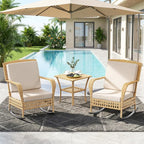 DECMICO Outdoor Rocking Chair Set, 3-Piece Wicker Patio Furniture | Elegant by DECMICO