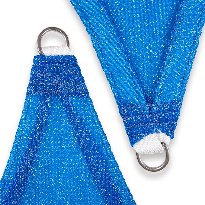 Amgo Custom Size 8' x 10' x 12.8' Blue Right Triangle Sun Shade Sail UPF50+ - Image 8