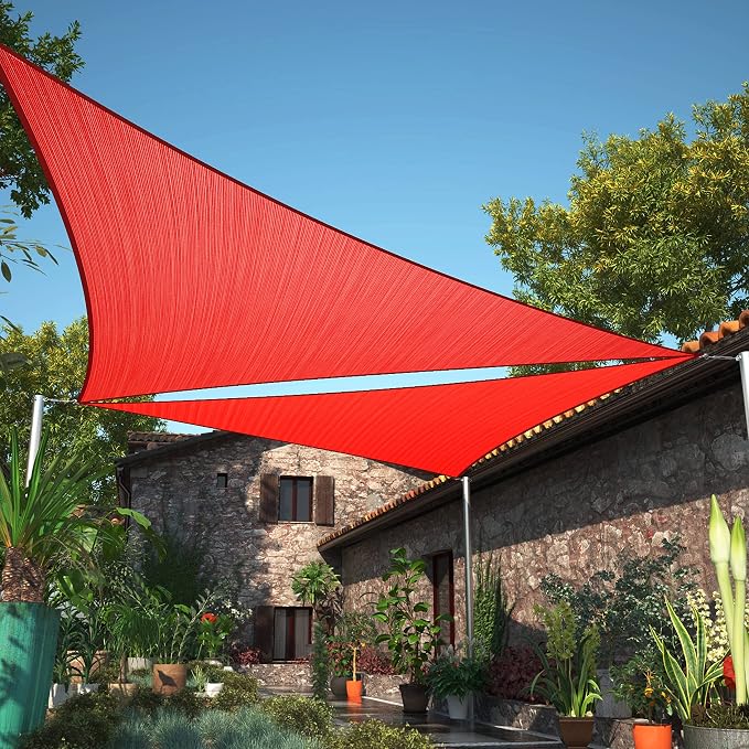 11' x 20' x 22.8' Red Sun Shade Sail UPF50 Right Triangle SMTAPT12 Canopy by ShadeMart