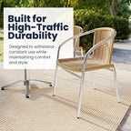 EMMA + OLIVER Aluminum and Beige Rattan Indoor-Outdoor Stack Chair | Outdoor - Image 5