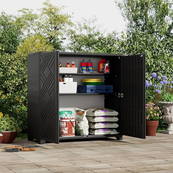 ZZM Indoor/Outdoor Storage Cabinet Waterproof, All Weather Outdoor Storage - Image 2