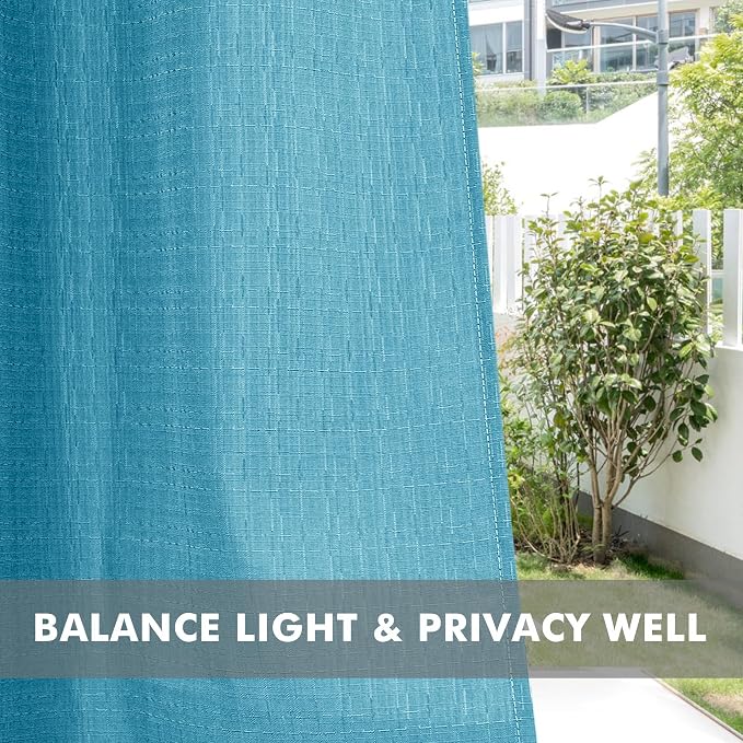 Linen Outdoor Curtains for Patio Waterproof 4 Pcs 54x95 In Teal | Light - Image 5