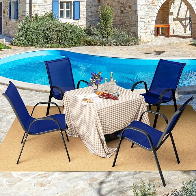 Tangkula Patio Dining Chairs Set of 4, Outdoor Stackable All Weather Heavy Duty - Image 4
