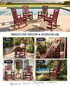 Oversized Outdoor Rocking Chairs Set of 4, HDPE Porch Rockers - Image 9
