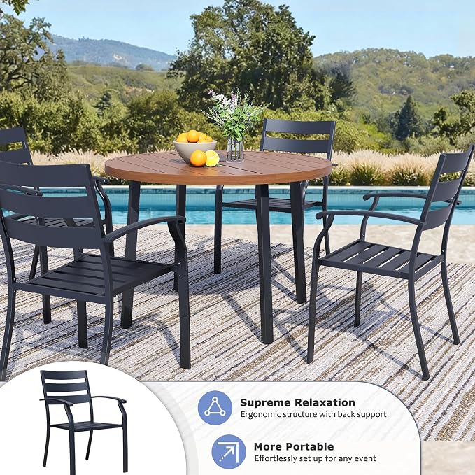 Patio Dining Chairs Set of 4, Wrought Iron Patio Furniture Chairs - Image 4