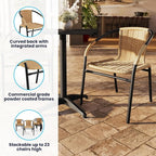 EMMA + OLIVER Beige PE Rattan Stackable Patio Dining Chair, Indoor/Outdoor Use - Image 5