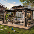 10'x13' Hardtop Gazebo, Outdoor Polycarbonate Double Roof Canopy, Aluminum by YOLENY