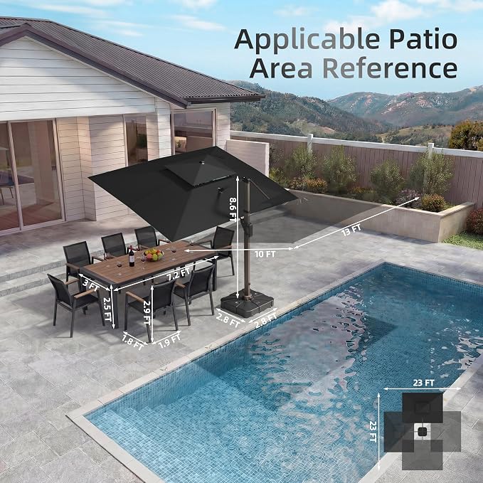 10 X 13 FT Cantilever Patio Outdoor Umbrella - Image 5