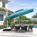 PURPLE LEAF Cantilever Patio Umbrellas 12' x 12' Large, Turquoise Blue | 35MPH - Image 3