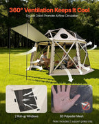 VEVOR Pop up Gazebo Screen Tent, 12 x 12 ft, 13-Sided Spherical Camping Canopy - Image 6