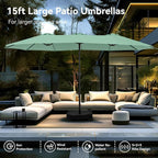 PHI VILLA 15ft Large Outdoor Patio Umbrella - Image 7