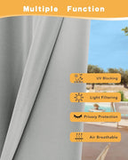 HolidayIdeas Outdoor Curtains for Patio Waterproof 4 Pcs 54x120 Inch Silver | - Image 3