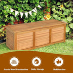 Tangkula 46 Gallon Acacia Wood Deck Box, Garden Backyard Storage Bench - Image 4