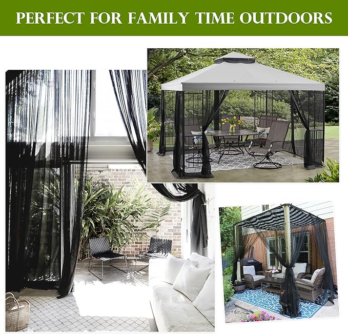 RYB HOME Mosquito Netting Outdoor Curtains - Image 3