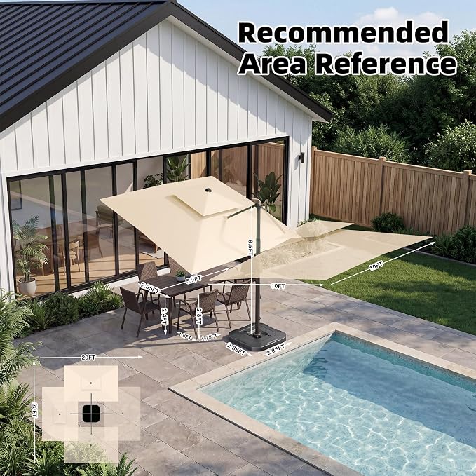 10x10 FT Outdoor Cantilever Patio Umbrella - Image 5