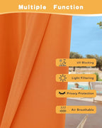 Outdoor Curtains for Patio Waterproof 4 Pcs 54x120 Inch Mecca Orange | Poolside - Image 3