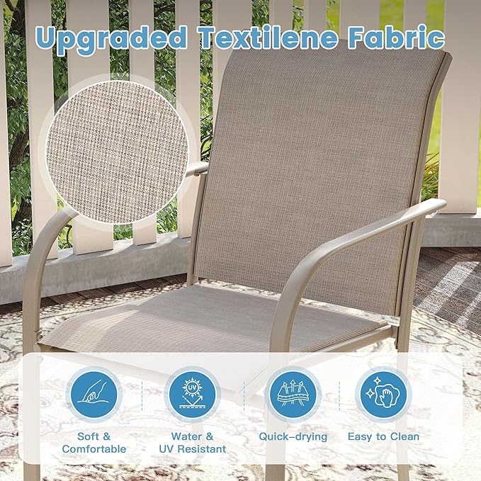 DIFY Patio Dining Chairs Set of 4, Stackable Outdoor Metal Chairs - Image 4