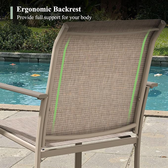 Outdoor Chairs Set of 6, Stackable Patio Dining Chairs - Image 6