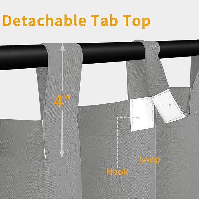 Easy-Going Outdoor Patio Curtains 2 Panels, 110x84 inch, Light Grey | Privacy - Image 2