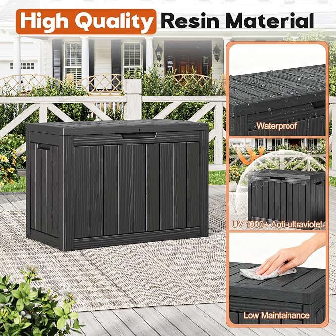 Outdoor Deck Storage Box, Resin Deck Boxes Indoor and outdoor, Waterproof - Image 3